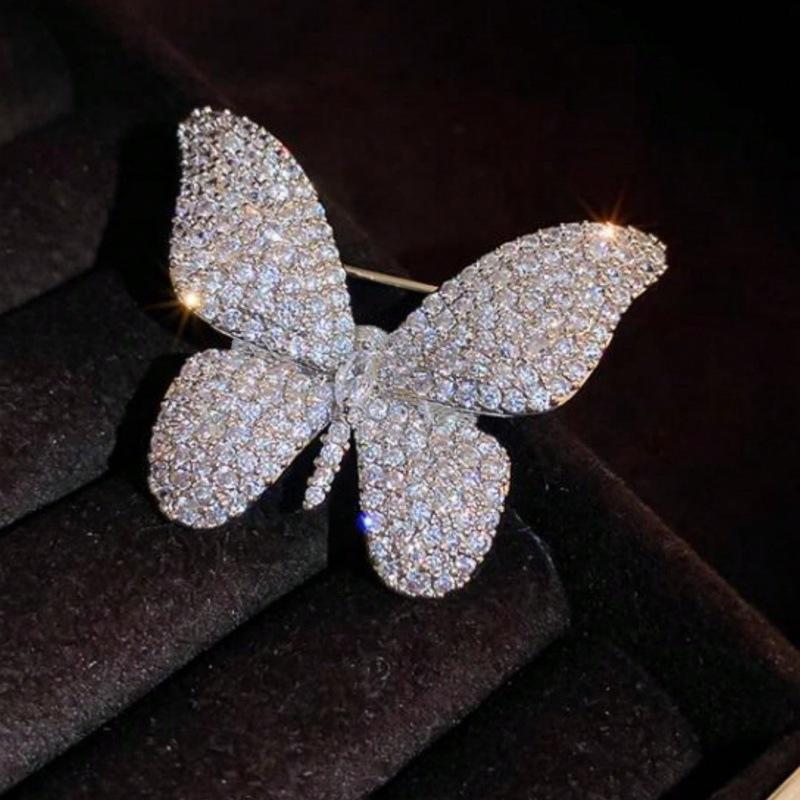 Korean High-End Rhinestone Butterfly Brooch - Trendy Fashion Accessory for Shirts and Suits