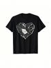 Sleep Theory - Produkty - Bawełniany T-shirt Casual z nadrukiem Paper Heart 220g Czarny