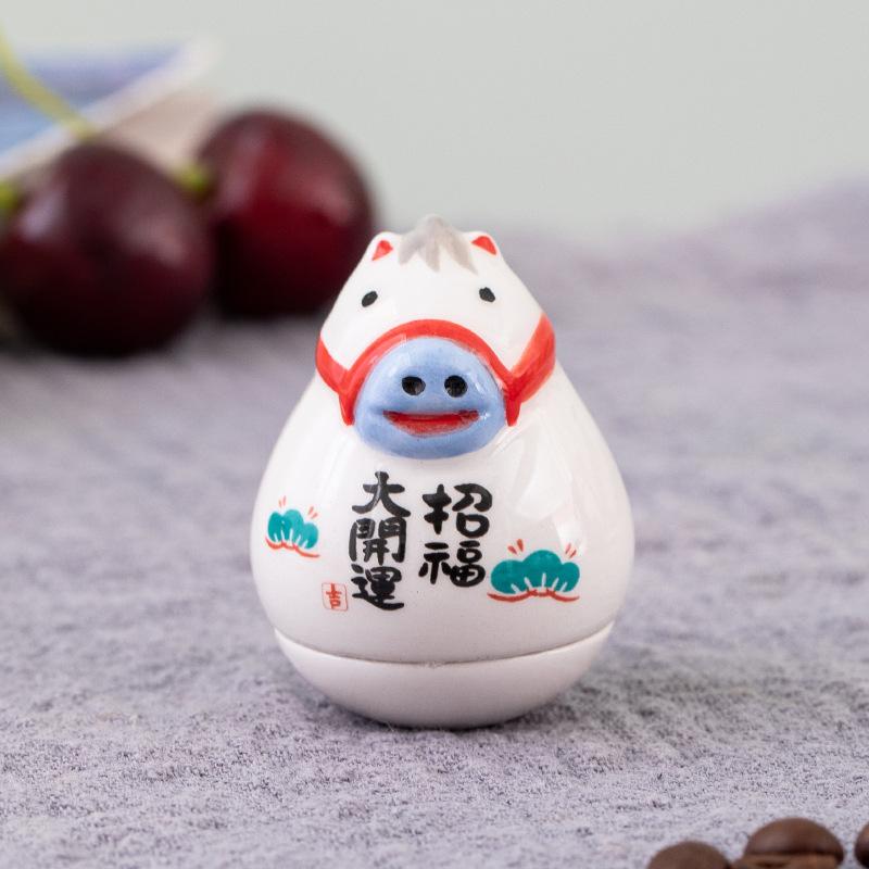 Ceramic Maneki Neko Home Decor Lucky Cat Tumbler Feng Shui Ceramic Fortune Cat Statue Room Decor Accessories Office Decoration