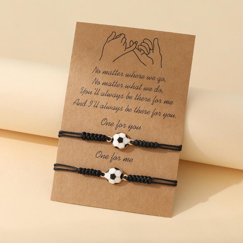 Fußball Freundschaftsarmbänder für Männer Frauen Abschlussgeschenke Schwarzes Weißes Band Fußballschmuck für Fußballliebhaber