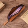 Genuine Leather Multifunctional Pencil Case Stationery Box with Zipper—Portable for Students, Holds 2B Pencils & Glasses