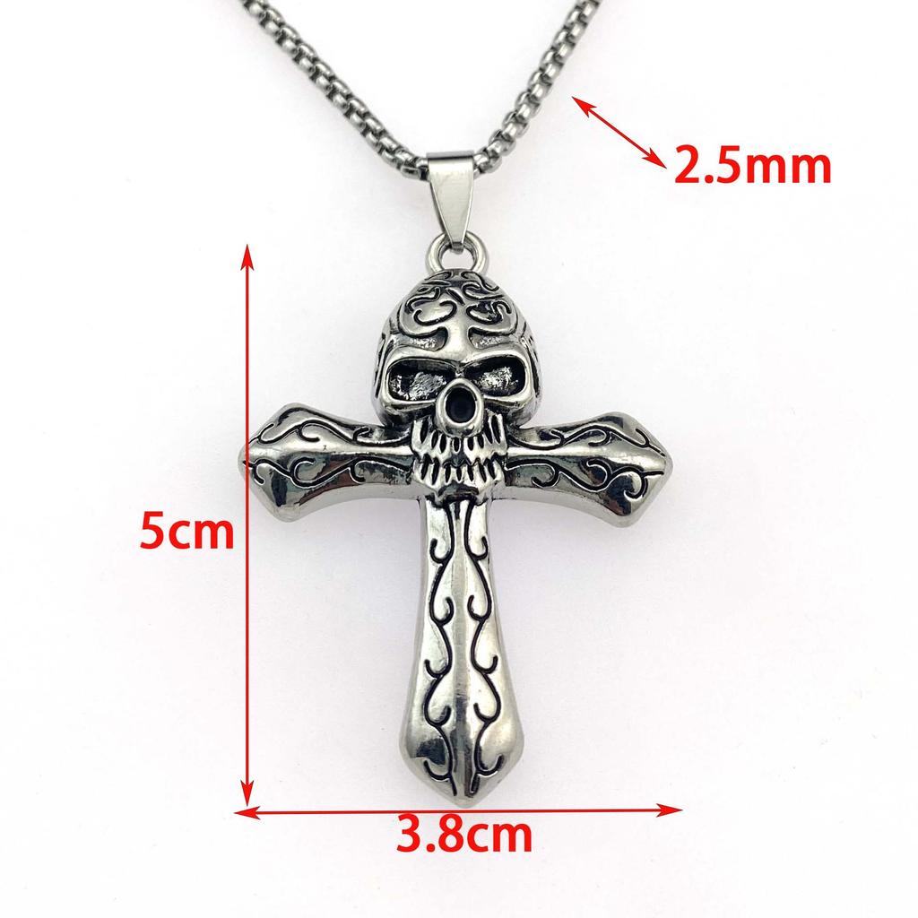 Alloy Skull Pendant Titanium Steel Necklace Halloween Trendy Men Sweater Chain Accessories