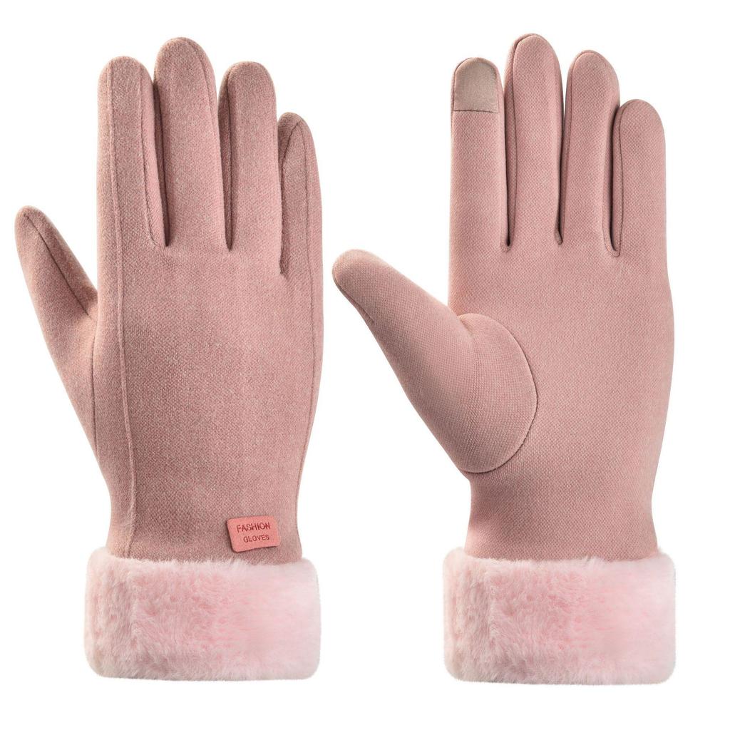 Popular Unisex Warm Waterproof Touchscreen Leather Cycling Gloves - Plush, Thick, Windproof for Winter