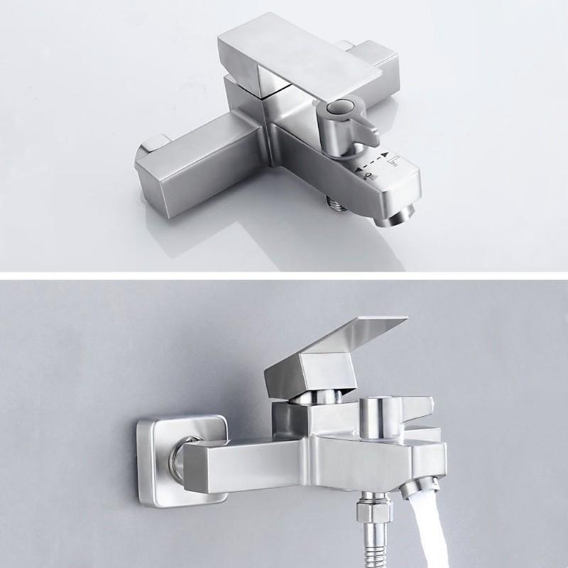 Bathroom Hot And Cold Water Mixing Valve Faucet Stainless Steel Bathtub Water Tap Household Shower Set
