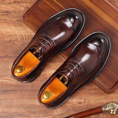 Season Business Dress Leather Shoes Men'S Leather Casual Men'S Shoes Big Head Platform Real Cowhide Commuter Shoes