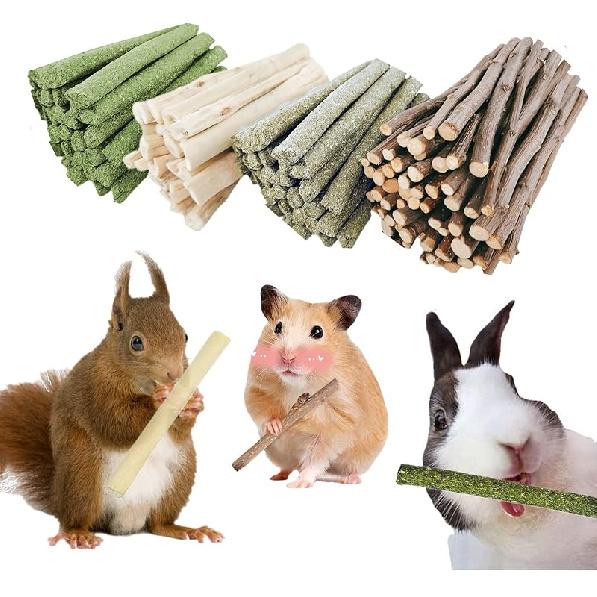 Bunny Chew Stick Rabbit Toy Treat 140g 4 in 1 Molar Stuff Organic Natural Snack Apple Branch Sweet Bamboo Timothy Hay Alfalfa Food Clean Teeth 140g (4 in 1)