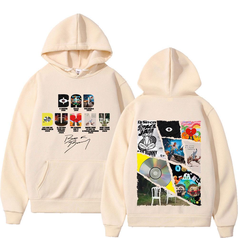 Rapper Bad Bunny Obal hudobného albumu Grafická mikina s kapucňou Hip-hop Muž Žena Pohodlná mikina Voľná Ležérna Unisex Mikiny