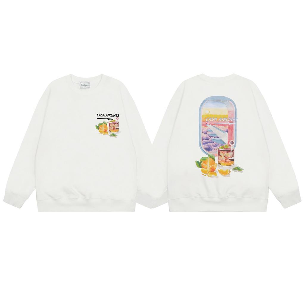 CASABLANCA Unisex Letter Print Terry Sweatshirt, New Style Round Neck
