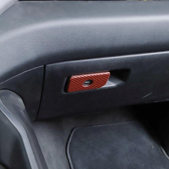 For Dodge Ram 1500 19-25 Red Carbon Co-pilot Storage Box Handle Cover Trim Decor