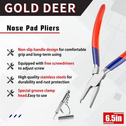 GOLD DEER Nose Pad Pliers, Nose Pad Adjustment Tool, Eyeglass Pliers, Nose Pad Repair Tool, Nose Pad Repair Tool, Eyeglass Repair Tool