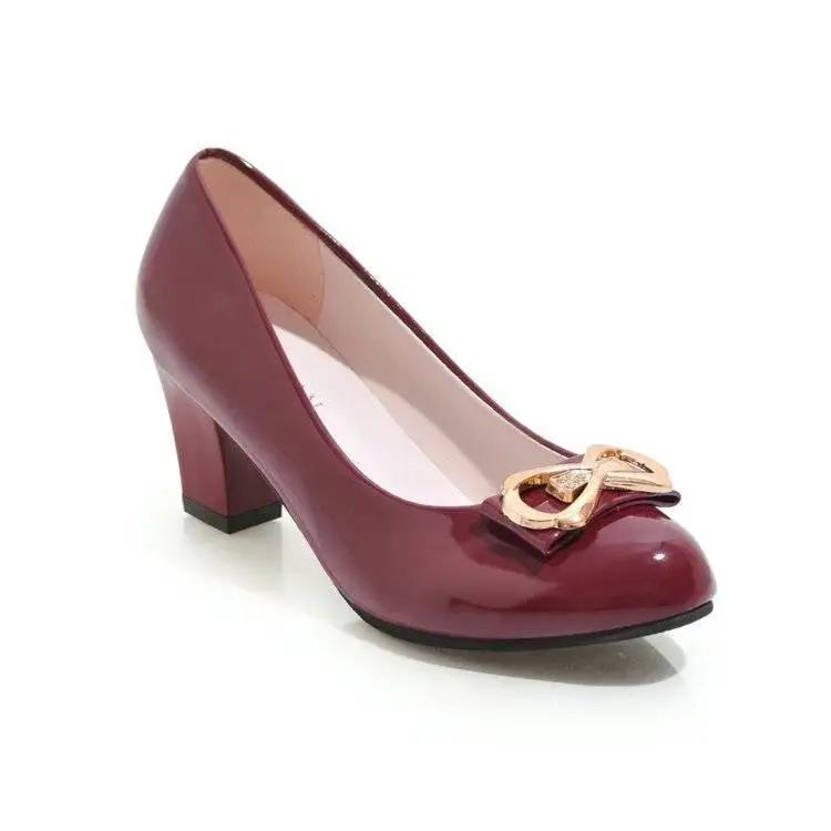 With Medium Heels Round Toe Chunky Bow Woman Pumps Square Shoes for Women Block Heel On Sale Genuine Mark Casual Slip Beau Today