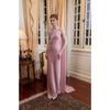 New High-end Satin Dress Fishtail Banquet Slim and Thin Temperament Socialite Dress Women Slanted Shoulders