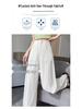 Women's High-Waist Tencel Cotton Linen Wide-Leg Pants - Summer Thin, Floor-Length, Straight Casual Design
