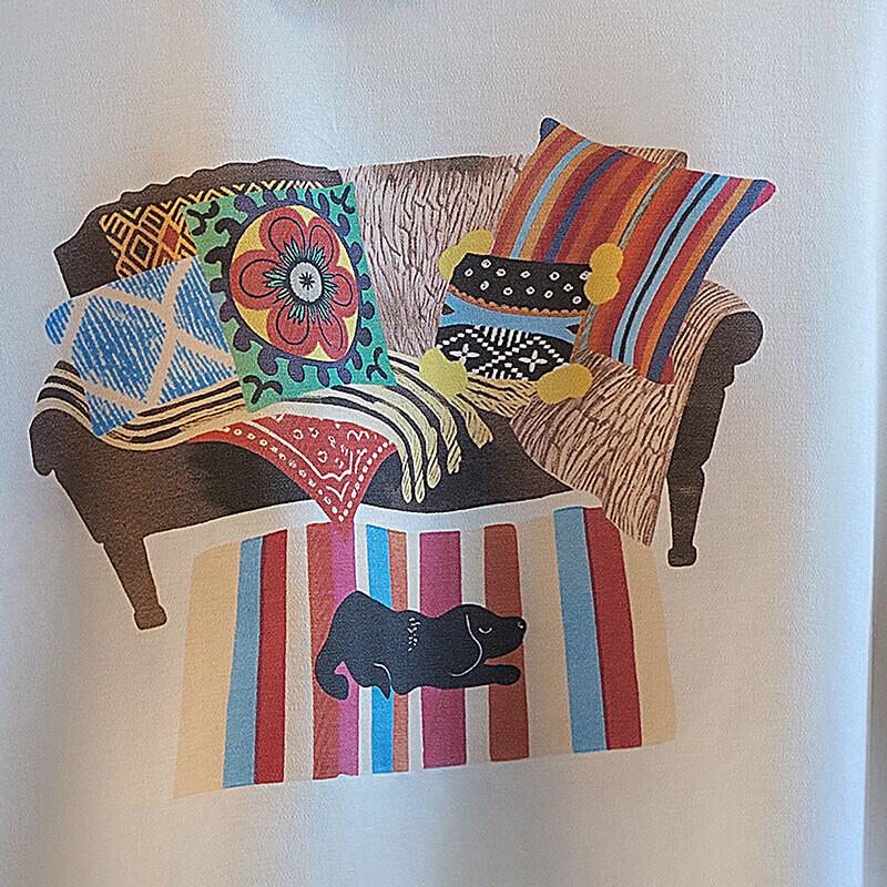 Women's Cotton Blend Loose Fit Round Neck Print T-Shirt