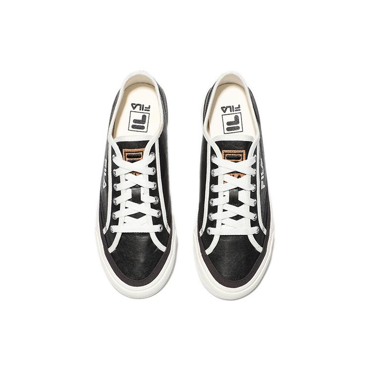 FILA Earth Touch Synthetic Leather Low top Skateboard Shoes Unisex Black White Korean Style 1XM01601D_001