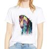 Colorful Horse Print Women T-Shirt Funny Short Sleeve Cute Print Casual Womens Tee Tshirt 90S Clothes Graphic Ladies T-Shirt