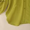 ZANZEA Women Turn Down Collar Solid Color Loose 3/4 Sleeve Blouse
