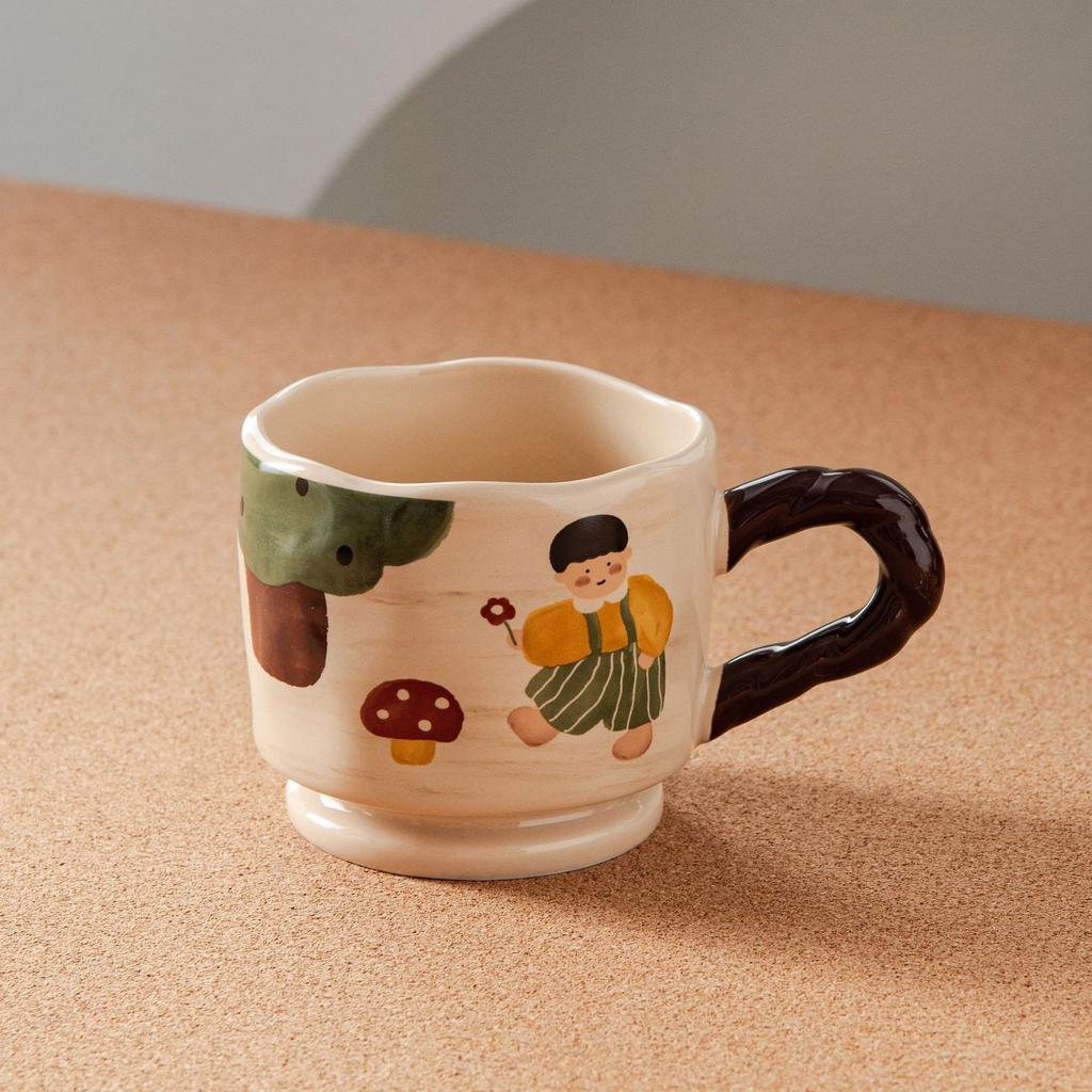 Retro Cute Boy and Girl Ceramic Mug Home Drinking Buffalo Milk Breakfast Cartoon Cup Creative High Appearance