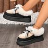 Fashion Multicolor Platform Round Toe Deep Mouth Bow Cover Feet Plus Suede Anti-Slip Wear-Resistant Flat Snow Boots