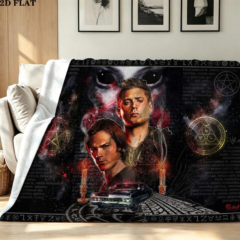 Supernatural Print Flannel Blanket High Quality Warm Comfortable Cover for All Seasons Perfect for Gifts Home Decor