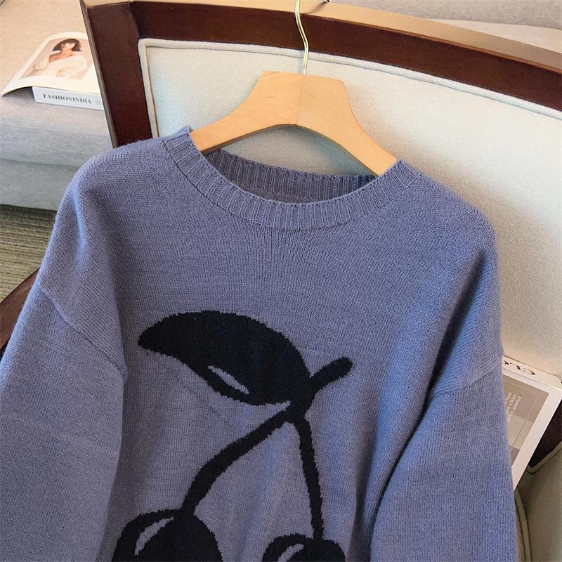 Plus Size Women's Loose Knit Round Neck Pullover Sweater - Fits Bust 150/160 cm, 200-350 Jin