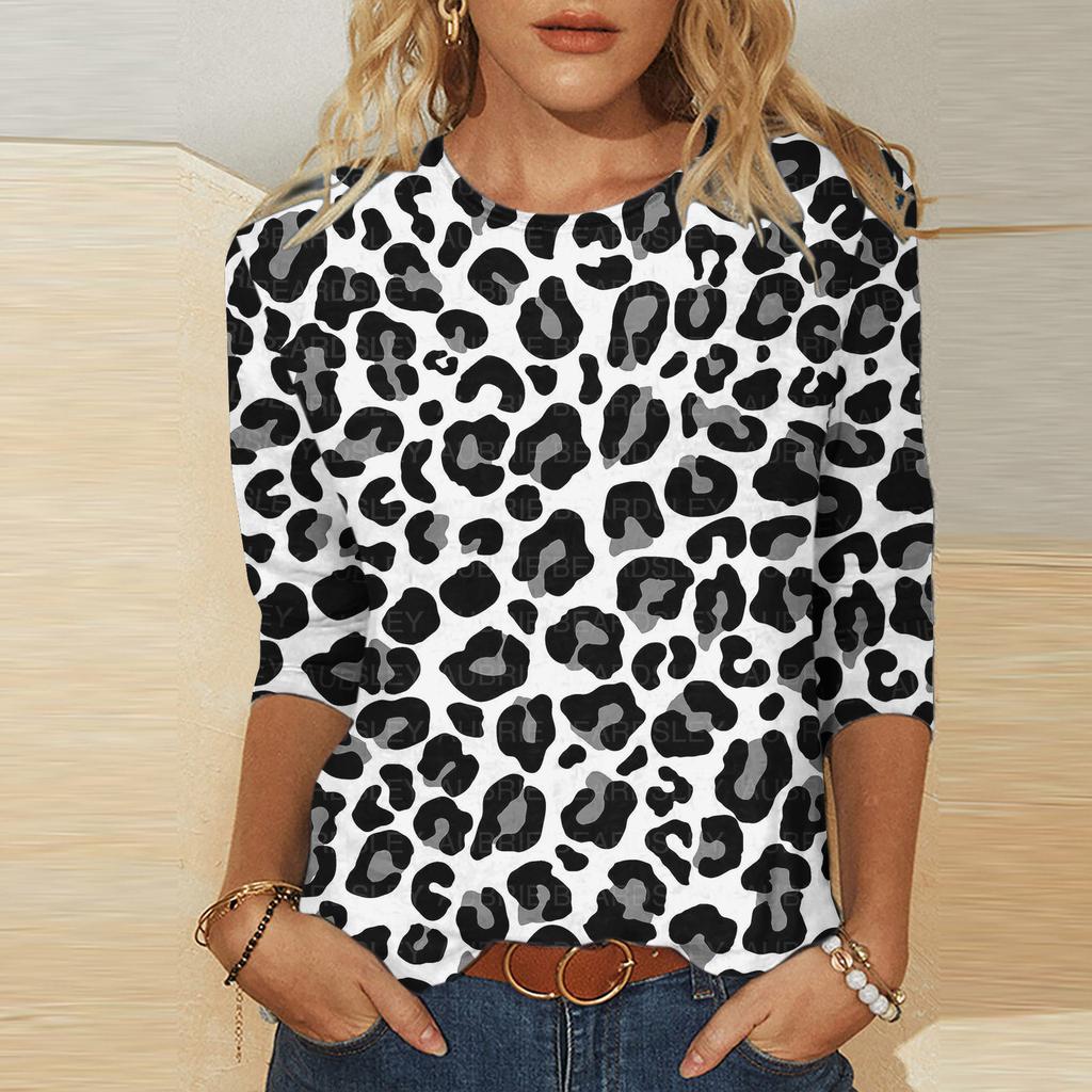 Round Neck 3D Flower Butterfly Geometric Patterns Printed Top Fashionable Casual Long Sleeved Women's T-shirts