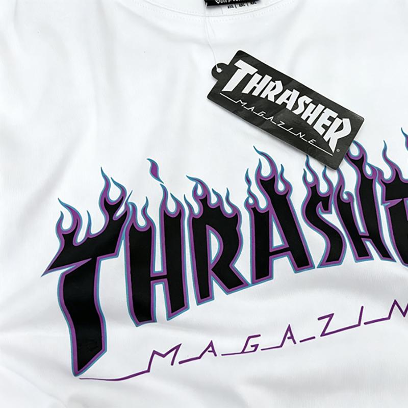 Camiseta de Verão 2019 Thrasher Skateboard Magazine com Estampa de Letras Masculina Feminina Algodão Oversized Manga Curta Casual Streetwear Camiseta Top