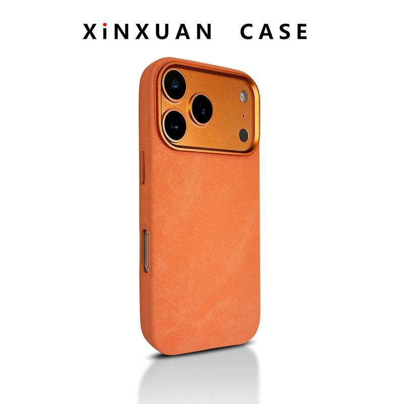 Applicable to iPhone17PROMAX flannel leather pattern magnetic mobile phone case Apple 16 solid color all-inclusive premium sense 15 iPhone 16