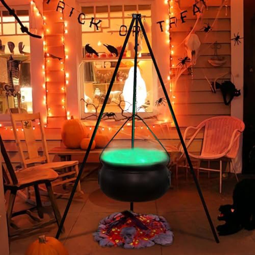 Large Witches Cauldron on Tripod 51 Inch with Lights for Halloween Indoor Outdoor Spooky Centerpiece and Candy Bucket