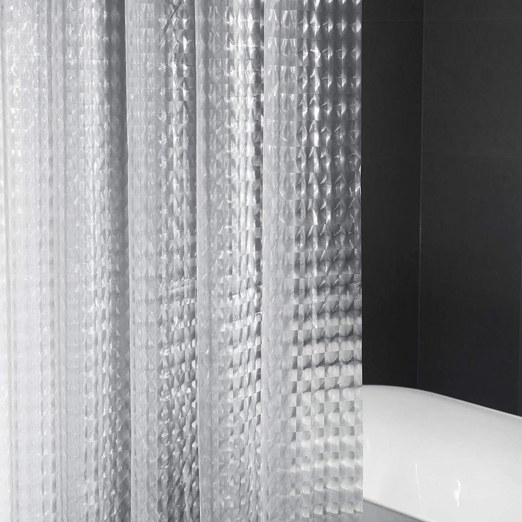 3D Translucent Shower Curtain Waterproof Mildew EVA Bath Curtains Bathroom Curtain with Hooks