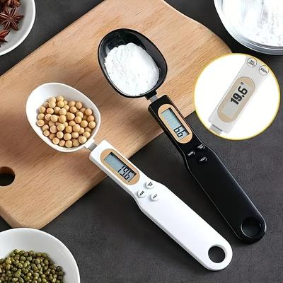 1 ks Digitálna kuchynská váha s LCD displejom - kapacita 500 g, presnosť 0,1 g, ergonomická rukoväť, napájaná batériami, potravinársky bezpečný plast