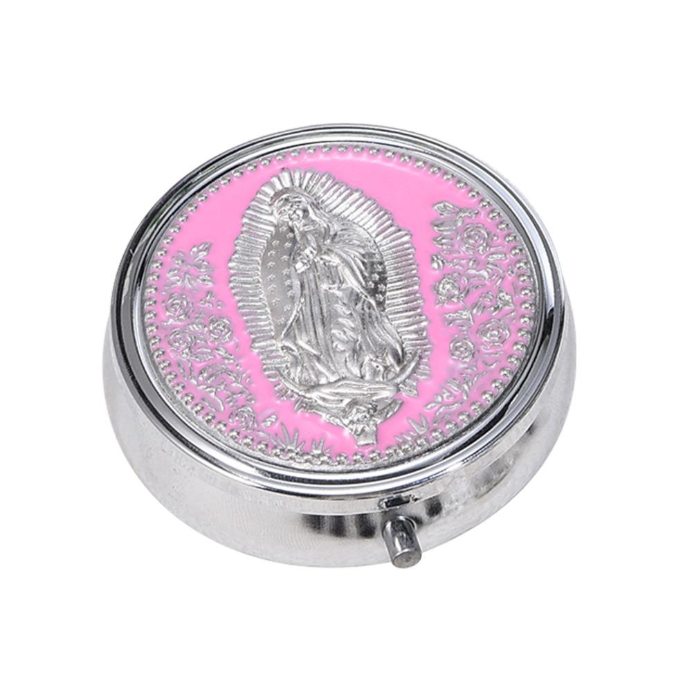 

Wowser Our Lady Prayer Rosary Storage Box Versatile Exquisite Metal Gift Box Metallic Religious Jewelry Case Church Events розовый