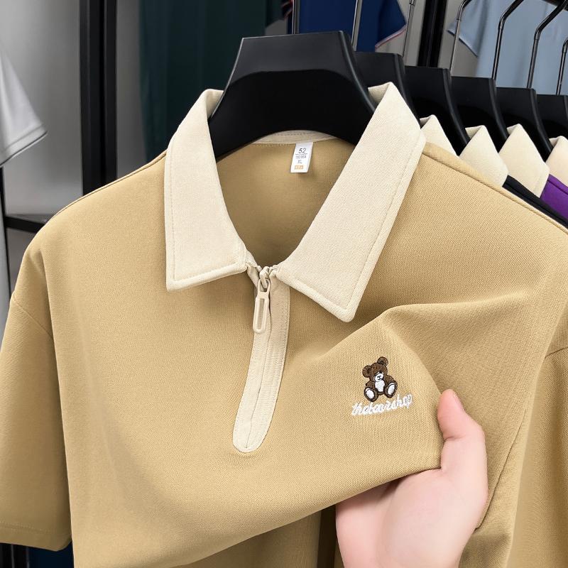 High quality short sleeve polo shirt men fashion trend brand bear embroidery summer comfortable breathable casual lapel T-shirt