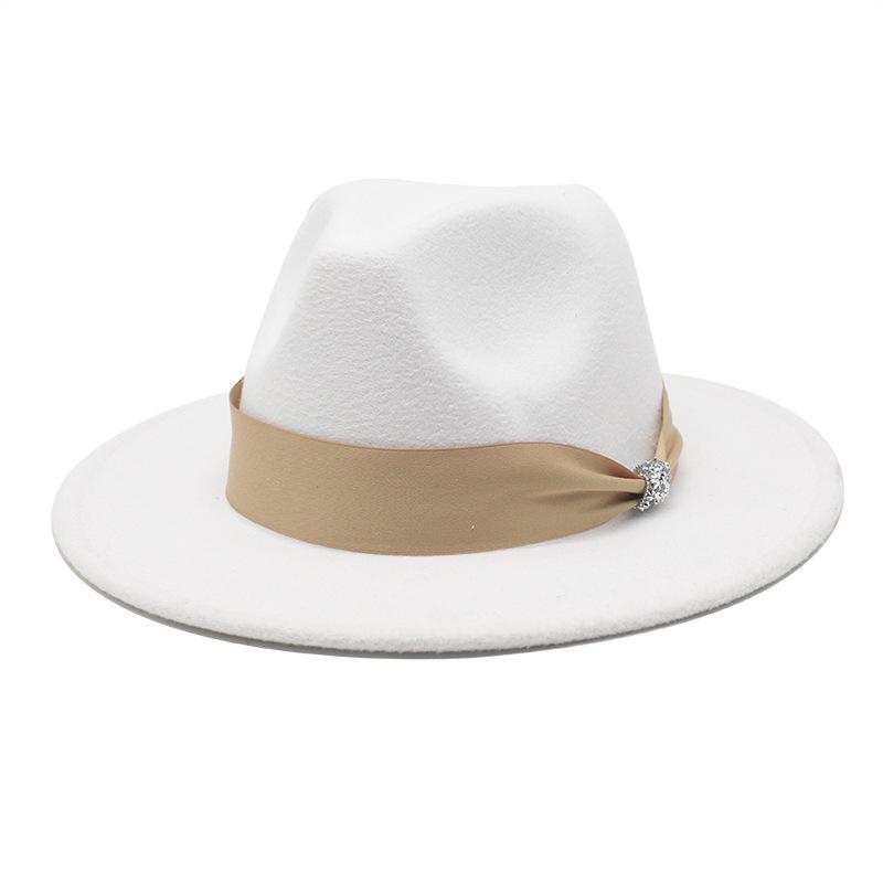 British Woolen Hat Women'S Spring Wide Brim Flat Top Internet Celebrity French Top Hat Flat Edge Imitation Wool Camel Jazz Hat