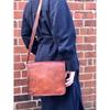 Plain Brown Leather Messenger Bag, Holiday Bag, 11”x9” Rustic Leather Man Bag, Crossbody Bag, Shoulder Bag for iPad, Stylish Bag for Him