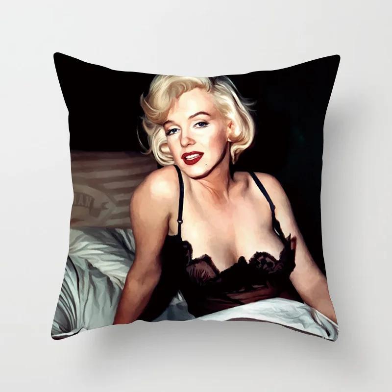 Marilyn Monroe Cushion Cover Decorative Polyester Sofa Throw Pillow Cover Retro Women Super Stars Pillowcase Home Decor 45X45CM