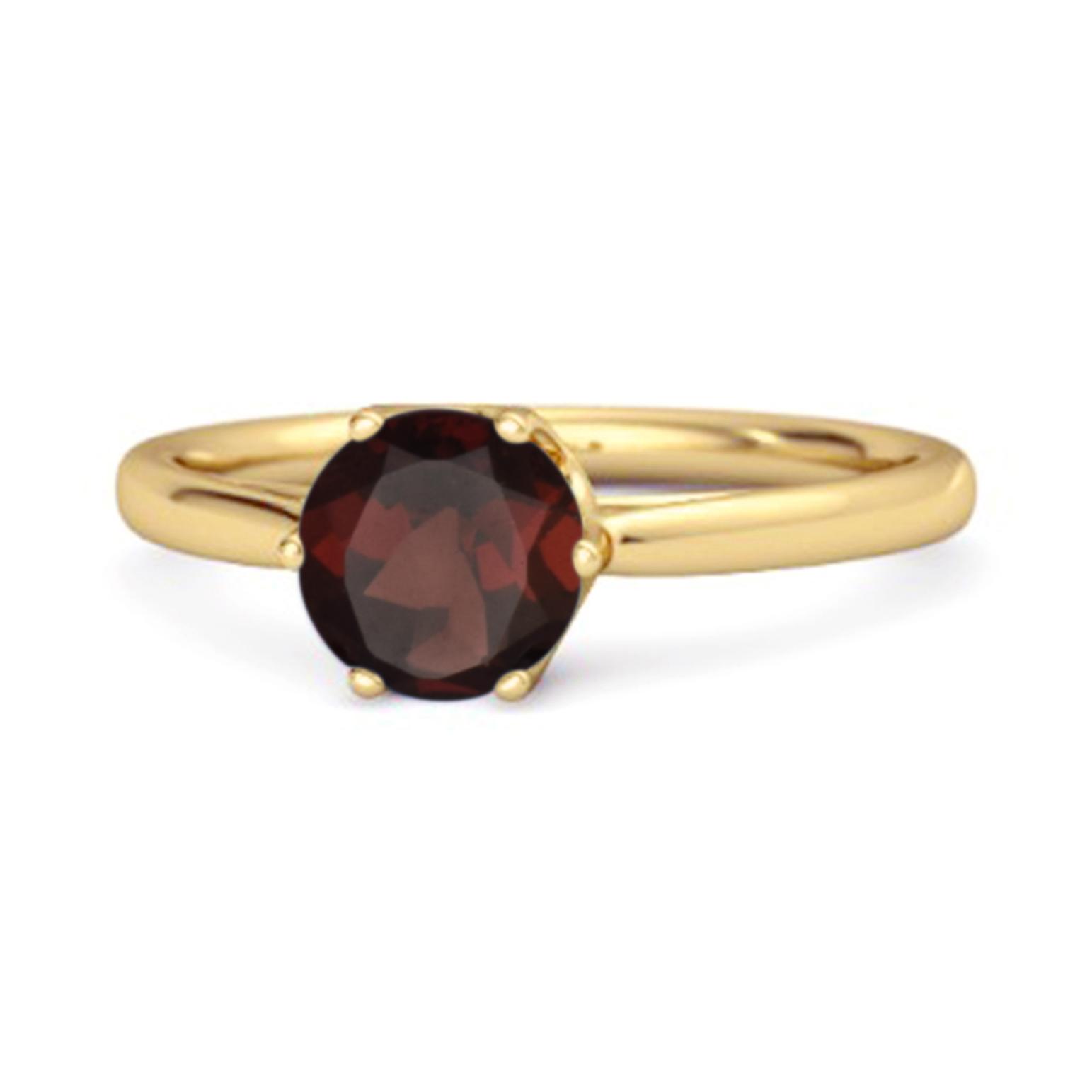 Garnet Minimalist Solitaire Ring - 925 Sterling Silver Gold Vermeil 8.5
