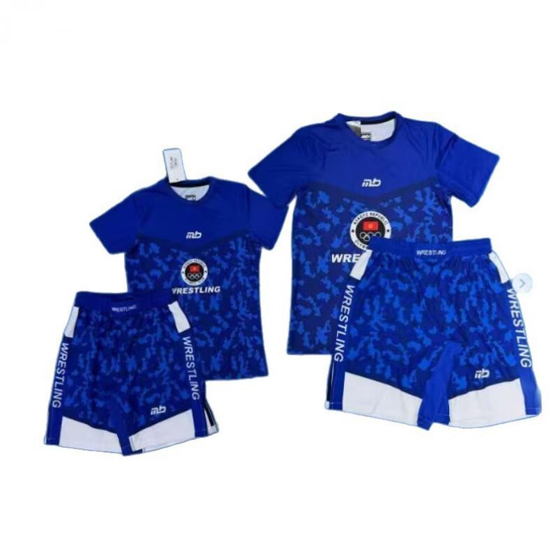 2026 Herren Ringer Trainingsset 3D Gedruckte Sportbekleidung Kurzarm T-Shirt Shorts Athletischer Freizeitanzug