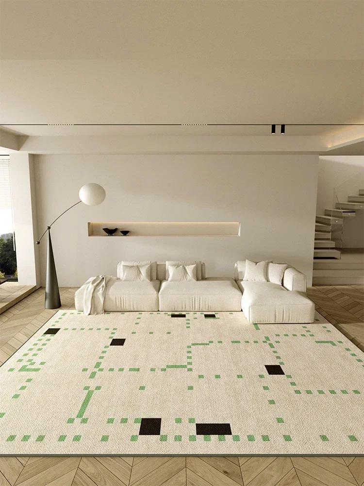 Minimalist Natural Area Rug for Living Room Bedroom Organic Textured Design Machine Washable Soft Non-Slip Mat