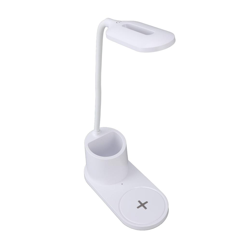 LED Desk Lamp Touch Control Flexible Arm Small Table Light with Wireless Charger Pen Holder for