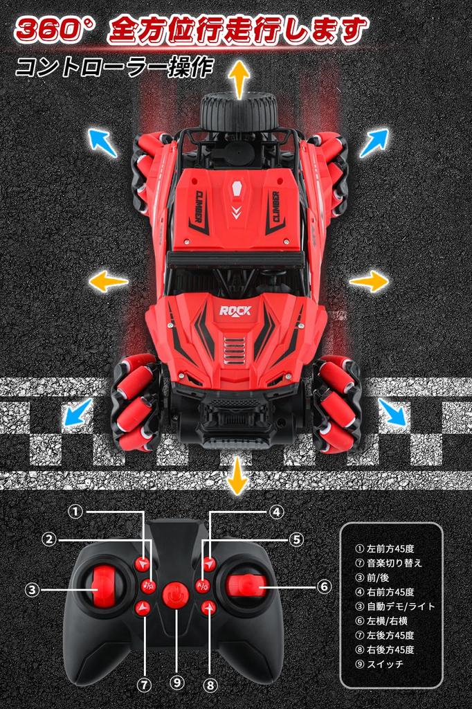 iKing RC Car Remote Control Spray Macnum LED Cable USB Birthday Gift for Elementary and Middle School Students - Function, Wheels, Drift, 2.4GHz,