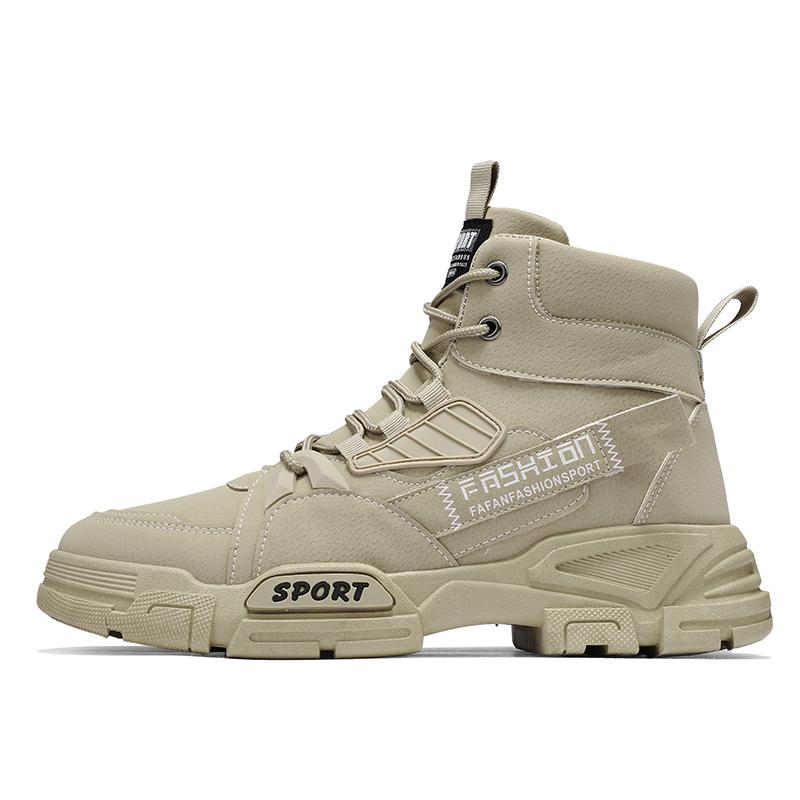 Fashion Men's Elegant Work Boots Outdoor Trendy Men's Leather Boots Casual High Top Lace Up Safety Shoes Men's Desert Boots