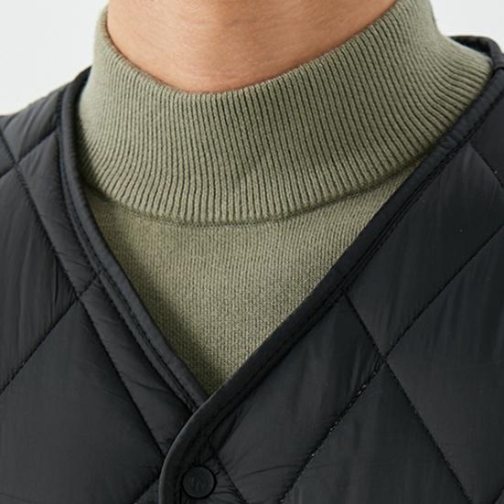 Men Winter Waistcoat No Collar Single Breasted Solid Color Waistcoat with Pockets Thickened Velvet Lining Vest Coat