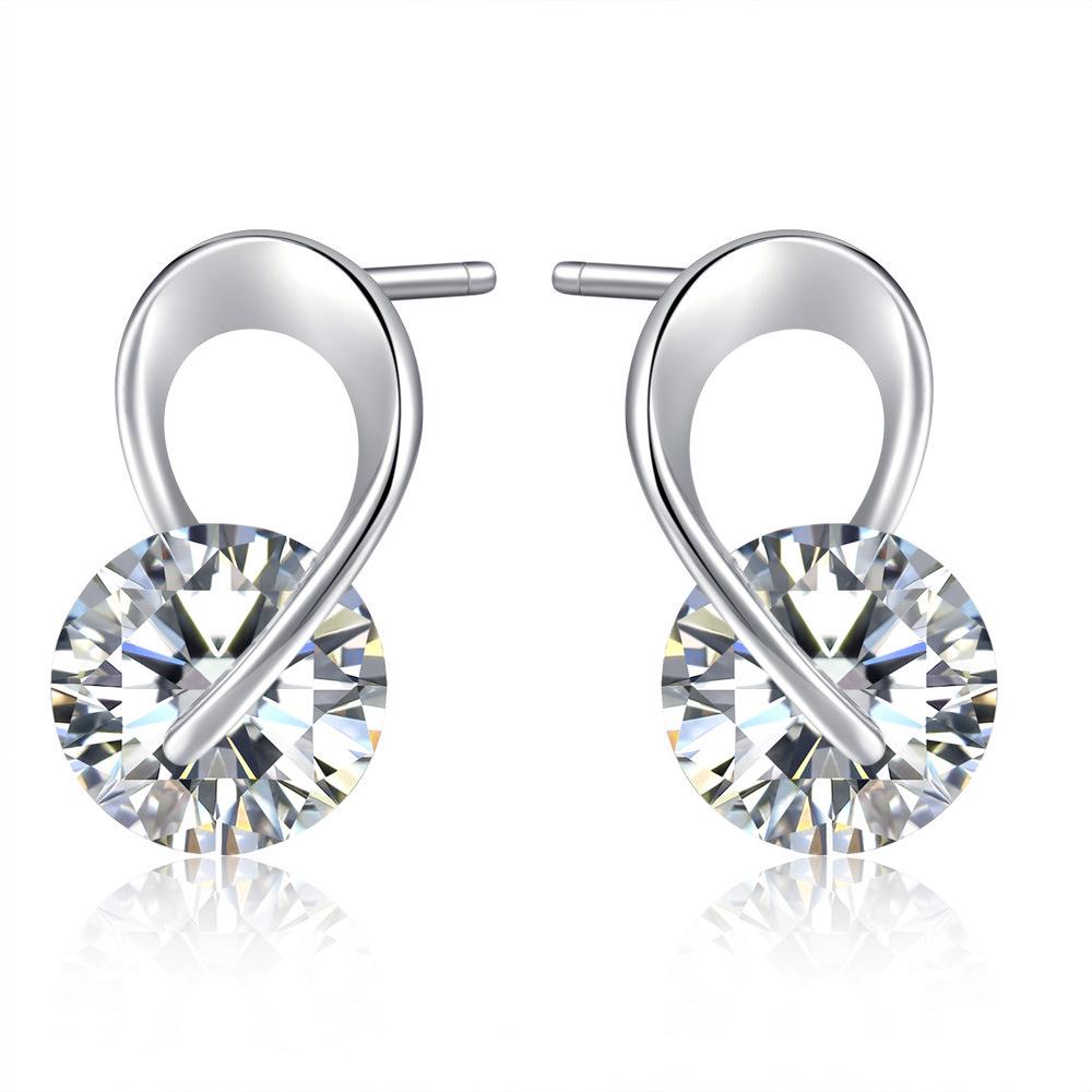 

Rotating Stud Earring For Women 9 Shaped Zircon Copper Plated Rose Gold Color Party Daily Fashion Jeweley KAE070