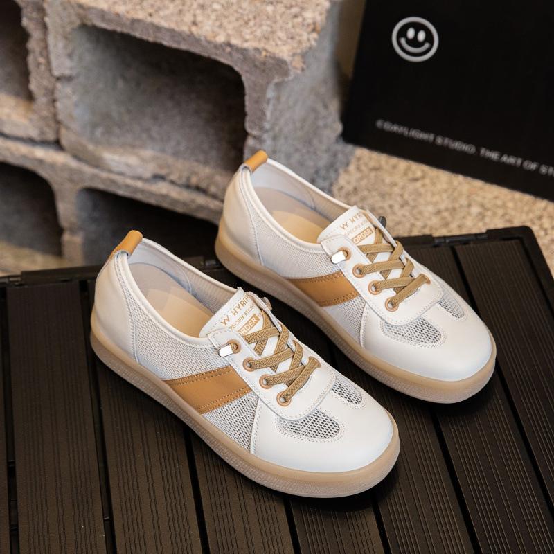 

Women s leather casual shoes new single-net breathable sports shoes women s soft-soled running shoes 40 абрикосовий