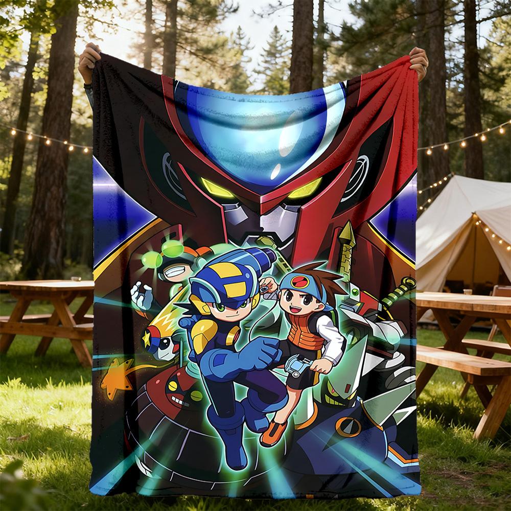 1PC Mega Man Battle Network Outdoor Blanket Lightweight Flannel, Soft & Warm, All-Season Use for Sofa, Outdoor, Camping, Living Room, Office87