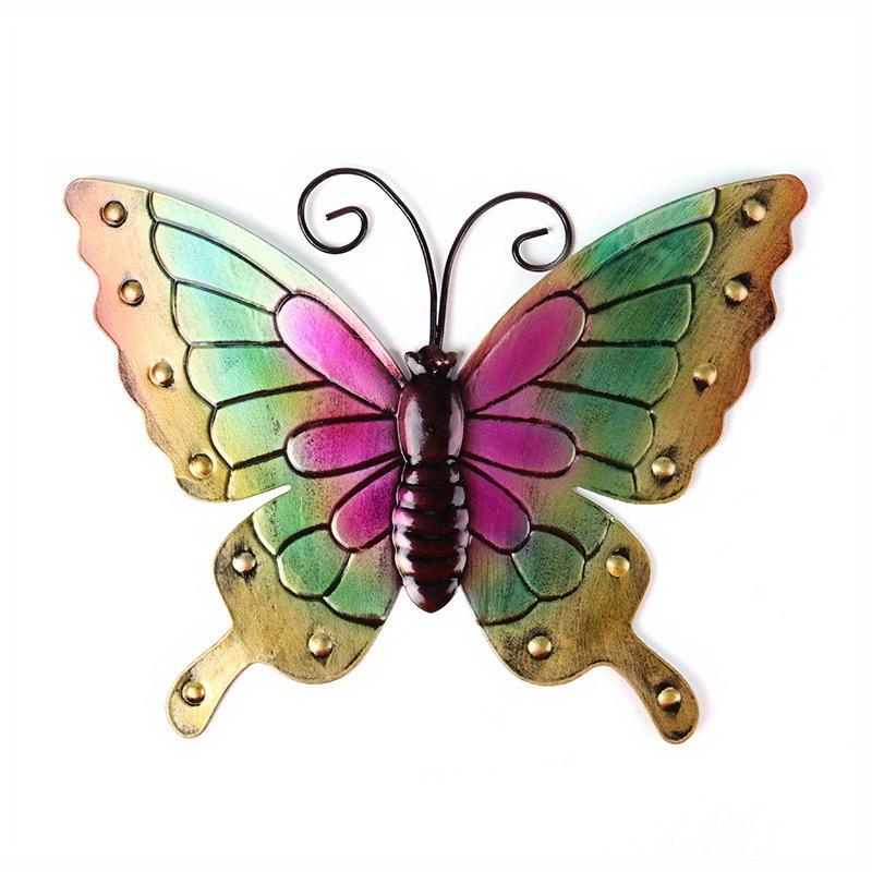 1Pc Iron Art Colorful Simulation Butterfly Pendant for Outdoor Garden Patio Background Wall Home Decoration Ornaments