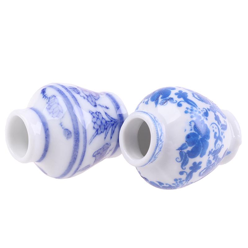 1/12 Dollhouse Miniature Blue And White Porcelain Vase Accessories Toy