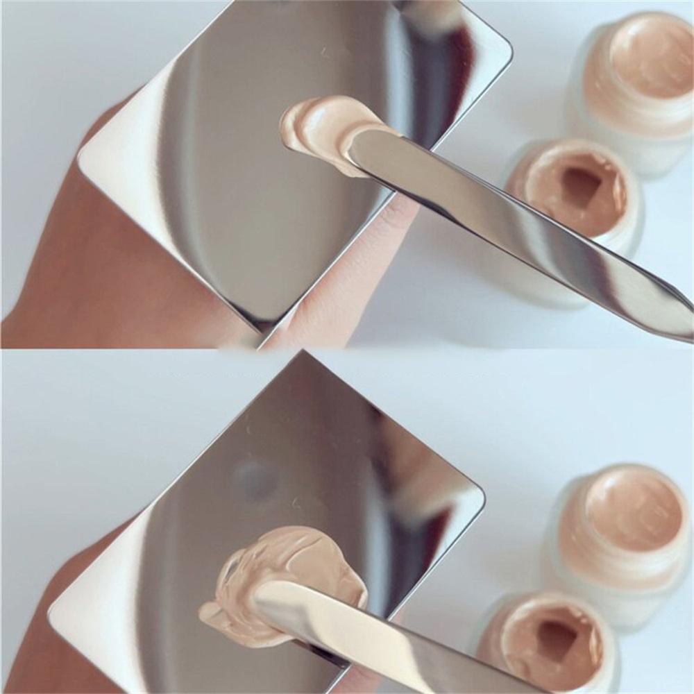 2 ADET Paslanmaz Çelik Palet Tepsisi Karıştırma Çubuğu Seti Makyaj Toneri Spatulası Karıştırma Çubuğu Fondöten Kremi Karıştırma Kozmetik Makyaj Aracı