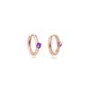 100% Real 925 Sterling Silver Purple Solitaire Huggie Hoop Earrings for Women Ear Rings Fashion Jewelry Pendientes